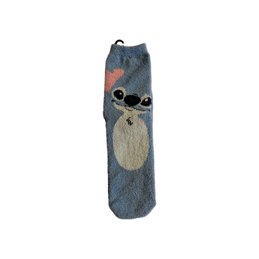 Disney Stitch Adult Fuzzy Socks Set Of 3 Blue Size 9-11